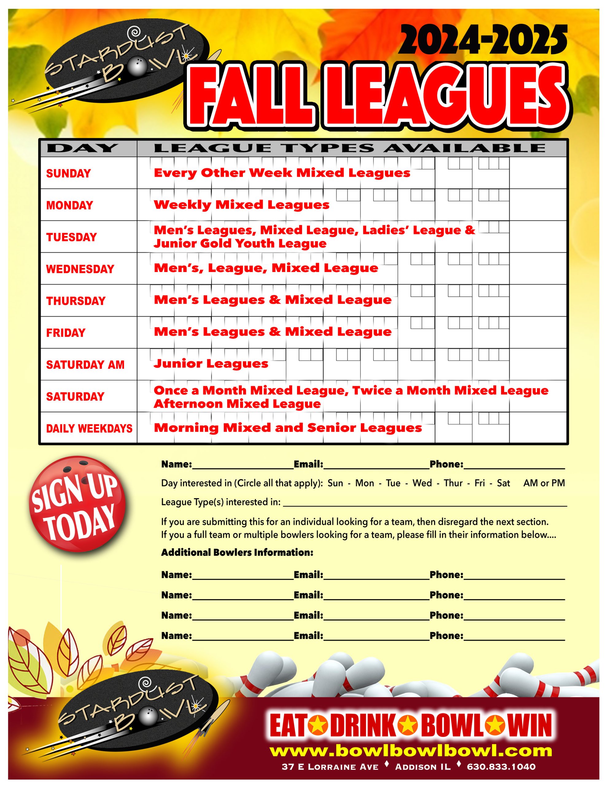 2024-25 Stardust Fall League sign up